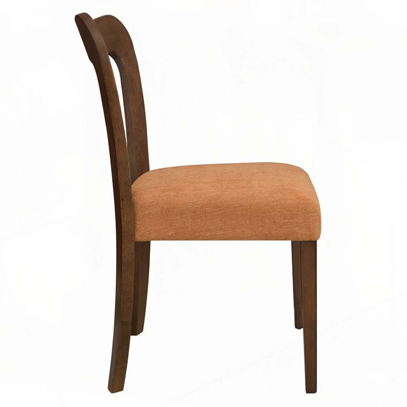 Alaric Mid-Century Modern Rubberwood Dining Chairs, Walnut, Beige