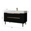 Meuble-lavabo moderne avec plateau en pierre frittée, lavabo encastré, bois imperméable et 4 tiroirs pour le rangement, meubles-lavabos