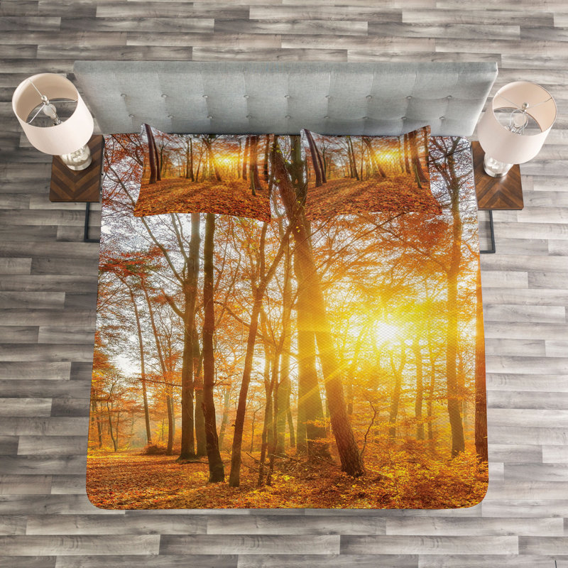 Orange/Brown/Yellow 100% Microfibre Bedspread, 220 x 264 cm