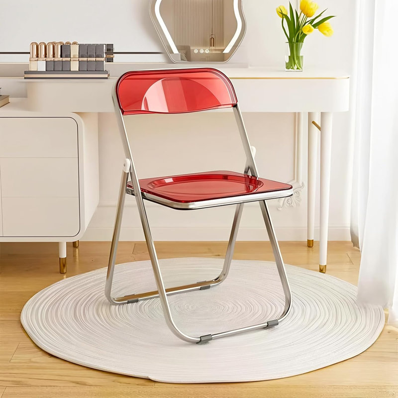 Ensemble de 2 chaises pliantes en acrylique rouge, gain d'espace et stabilité optimale pour la maison, le bureau ou les fêtes.