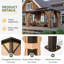 Pavillon de jardin à toit rigide de 10 pi x 14 pi, pavillon de jardin à double toit en polycarbonate avec rideaux et moustiquaire, pergola permanente à structure en aluminium avec système de gouttière pour patio, cour arrière, terrasse, jardin