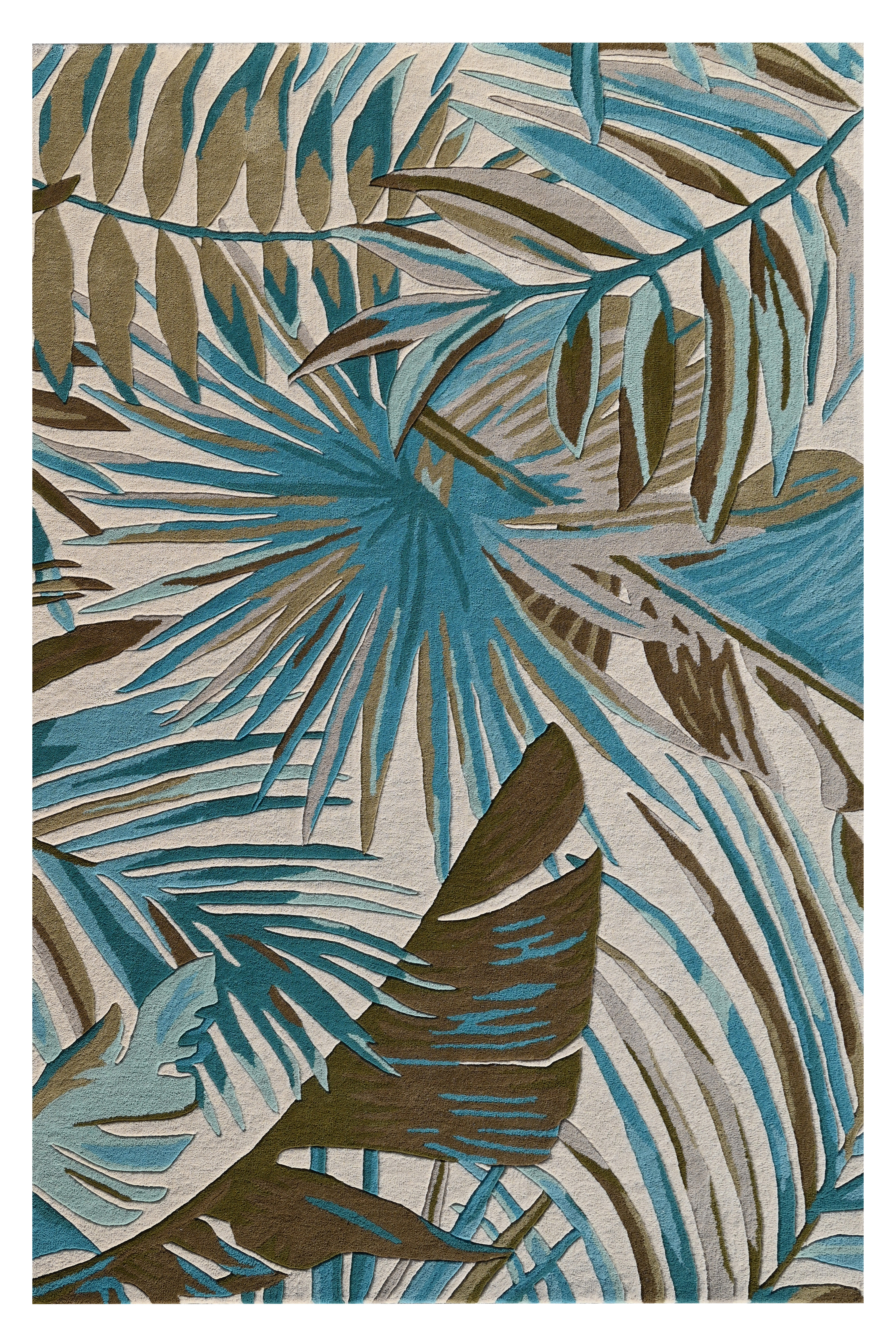 Bayou Breeze Cove 3002 Ivory/Teal Palms Area Rug - Wayfair Canada