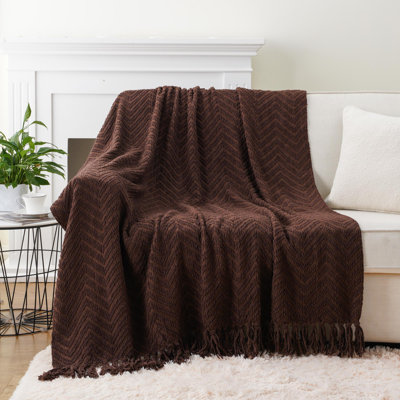 Throw Blanket for Couch, Super Soft Cozy Warm Throws for Twin Bed, Knit Woven Chenille Blanket Versatile for Sofa Bedroom Home Decor