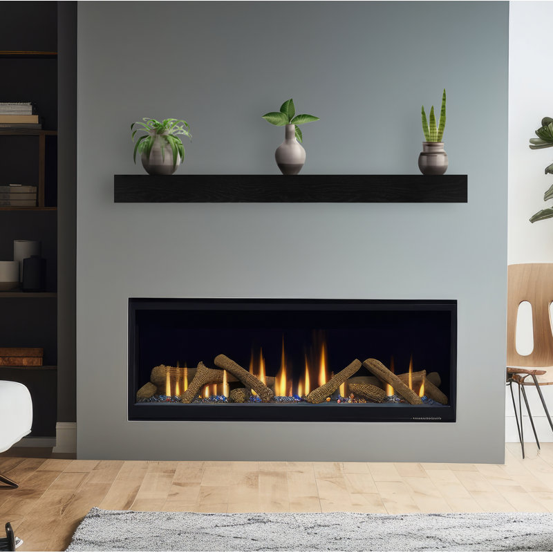 Chierika Oak Accent Shelf, Black, 4" H x 57" W x 6" D