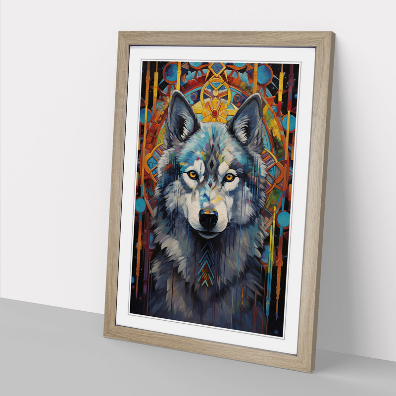 Husky Symbolism - Framed Print, 46cm H x 34cm W x 2cm D, Oak Framed
