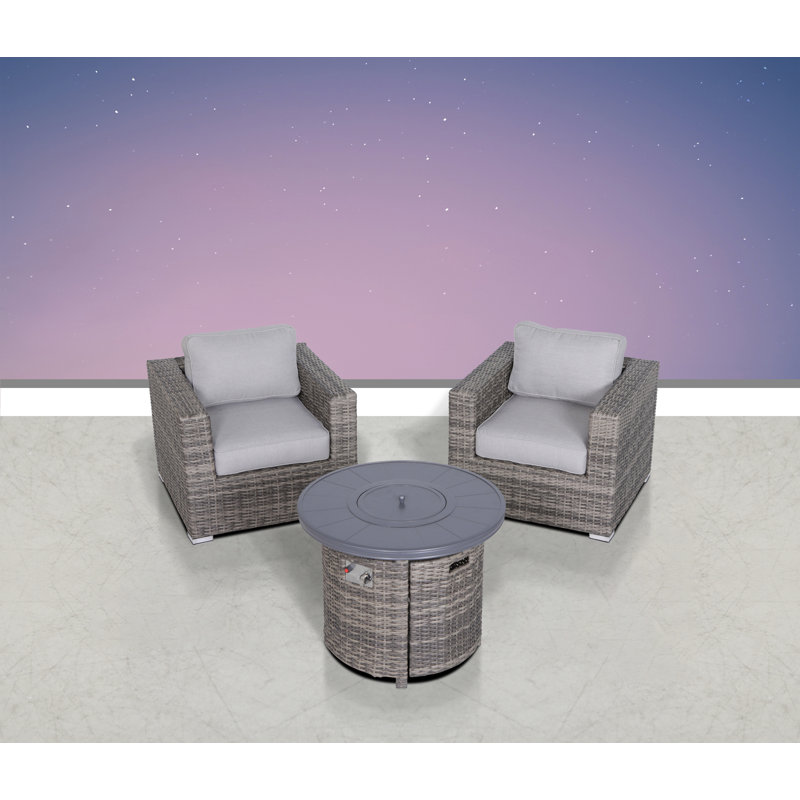 Ensemble de conversation modulaire 3 pièces avec coussins Biles Grey