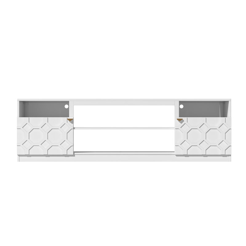 Meuble télé avec armoires de rangement l 70 po Lynton, Blanc