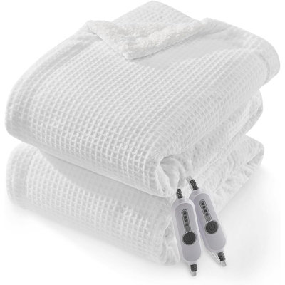 Heated Electric Throw Blanket, Waffle Flannel with 4 Heat Levels & Auto Shut-Off, Machine Washable