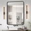Miroir de salle de bain 28 po x 36 po avec cadre en aluminium noir - verre flotté HD pour une image claire, cadre rouillé, fixation murale sécurisée, protection bien emballée non, lignes, alliage d'aluminium, membrane résistante, deux Z