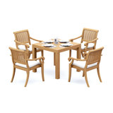 2 Seats 3 Pcs Grade-A Teak Wood Dining Set: 36" Square Table And 2 Arbor Stacking Arm Chairs #11AB0802