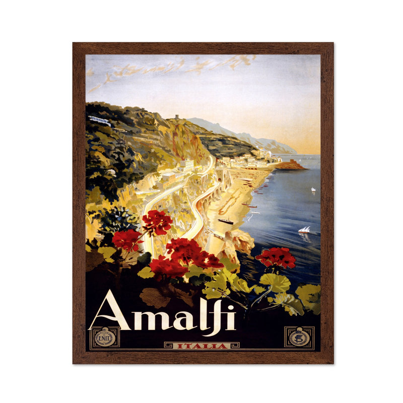 Côte d'Amalfi, Affiche, H 24 po x l 32 po, Encadrement brun