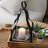13" Rustic Wood And Metal Candle Lantern