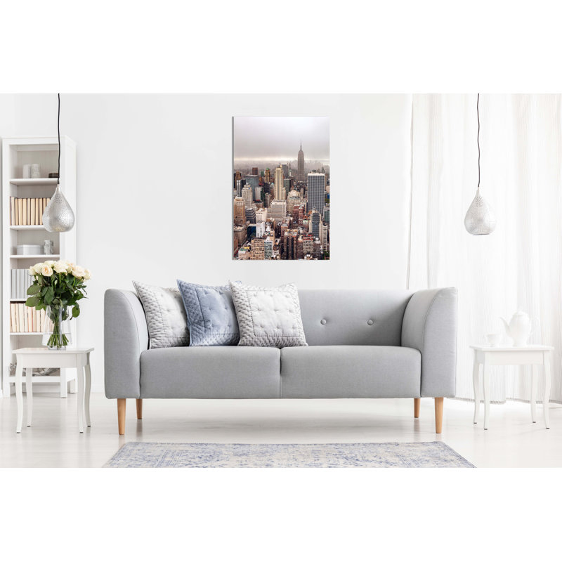 Foggy Day In Manhattan New York City - Wrapped Canvas Print, 31cm H x 20cm W