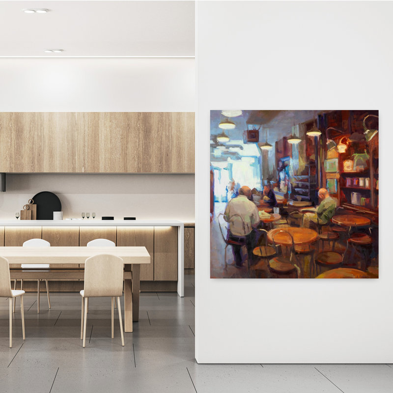 Café, art abstrait contemporain, H 48 po x l 48 po