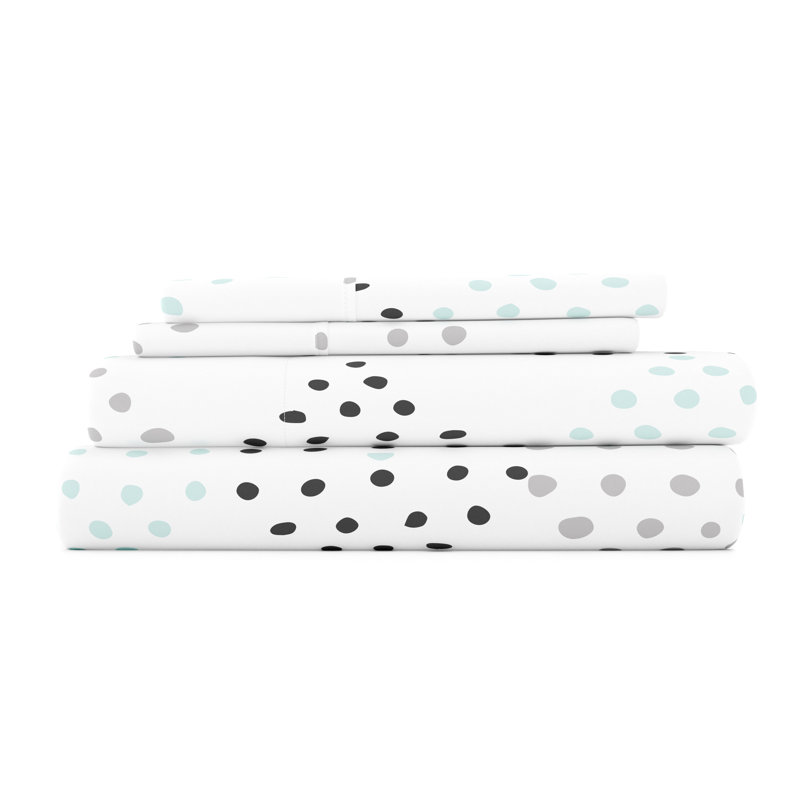 California King Light Gray Polka Dot Microfiber Sheet Set