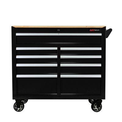 -drawer Steel Multifunctional Tool Cart With Wooden Top For Workshop And Garage
