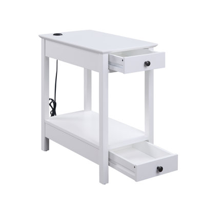Byzad White Finish Accent Table W/USB