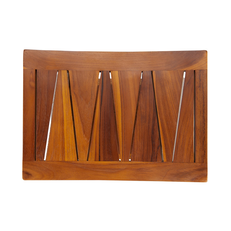 TeakCraft 18" Water Resistant Teak Shower Stool with Shelf