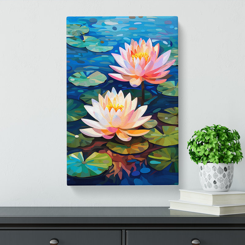Water Lily Orphism - Wrapped Canvas, 60cm H x 40cm W x 3cm D