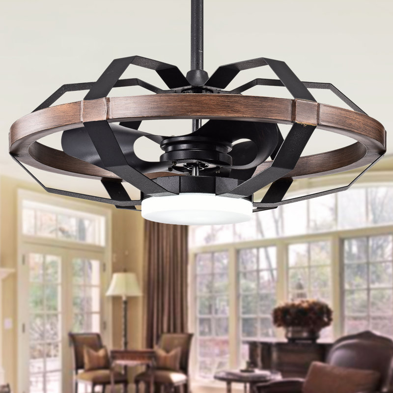 Ventilateur de plafond à del 3 pales 29,7" avec télécommande, ensemble d’éclairage inclus Yelle