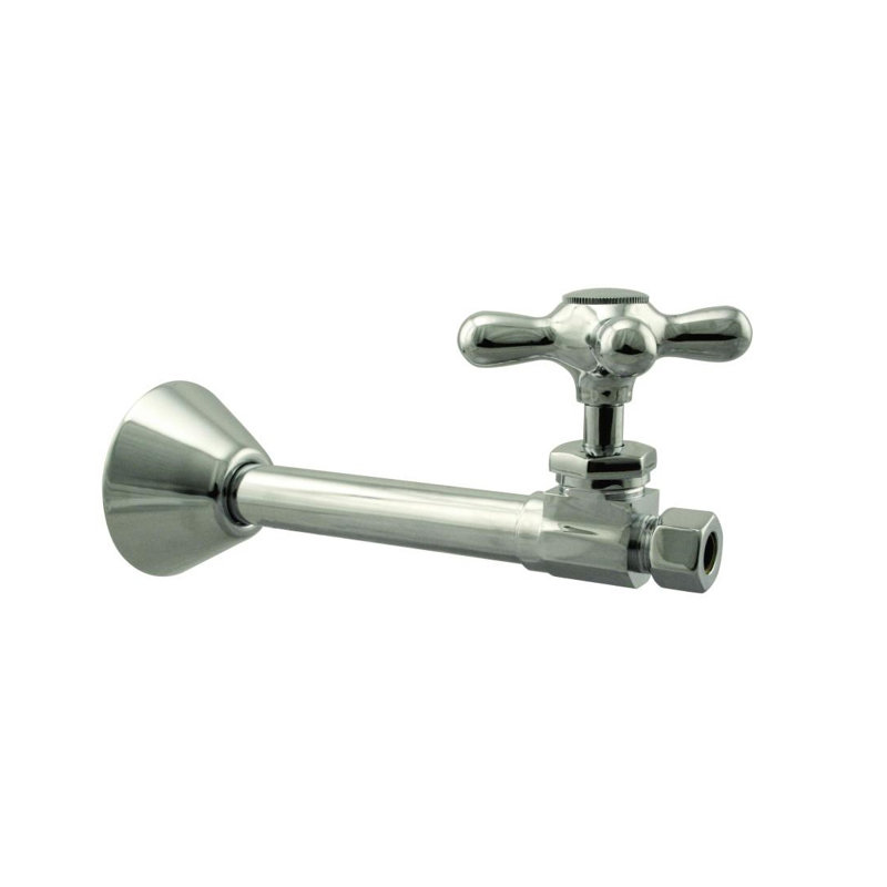 Polished Nickel Cross Handle Straight Stop Valve