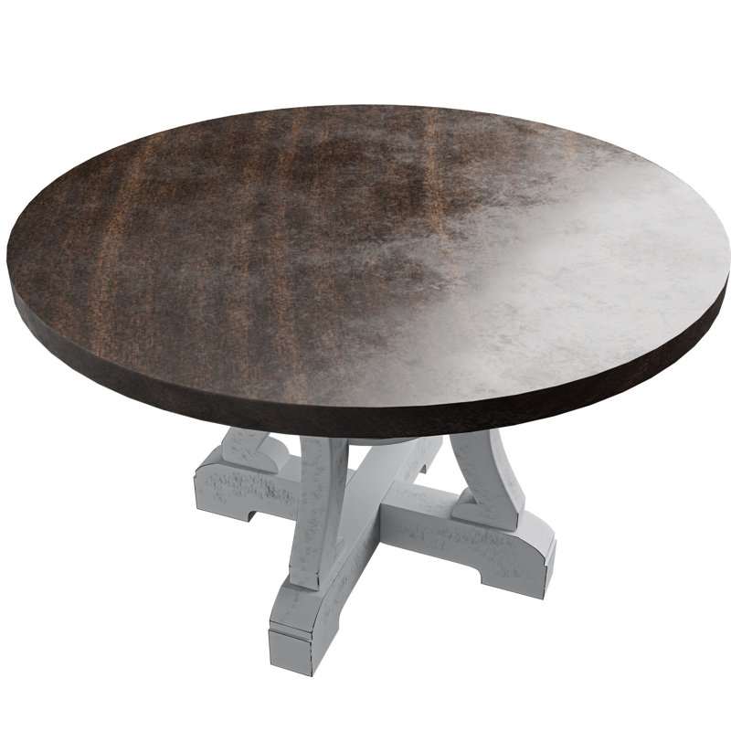 Table de salle à manger 54 po ronde en bois blanc, décor classique, peut accueillir 4 invités