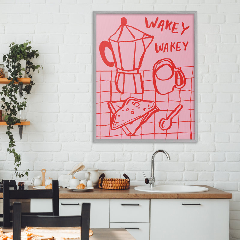 «Wakey Breakfast Doodles», estampe numérique, conception par Jenaya Jackson, H 30 po x l 24 po, Estampe numérique Farmhouse