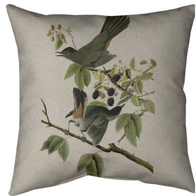 Cat Bird Throw Pillow Cover