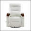 Fauteuil inclinable pivotant avec revêtement en similicuir et accoudoirs en bois d'hévéa massif pour un confort et un style luxueux-2058539355