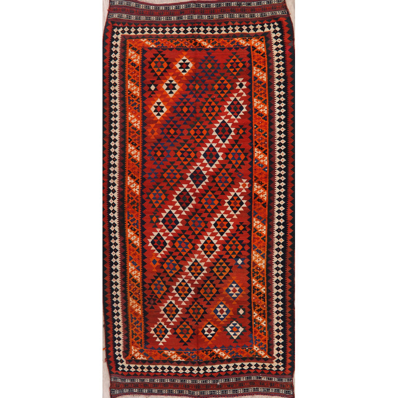 Tapis de zone rouge en laine de kilim fait main runner sud-ouest Encinas