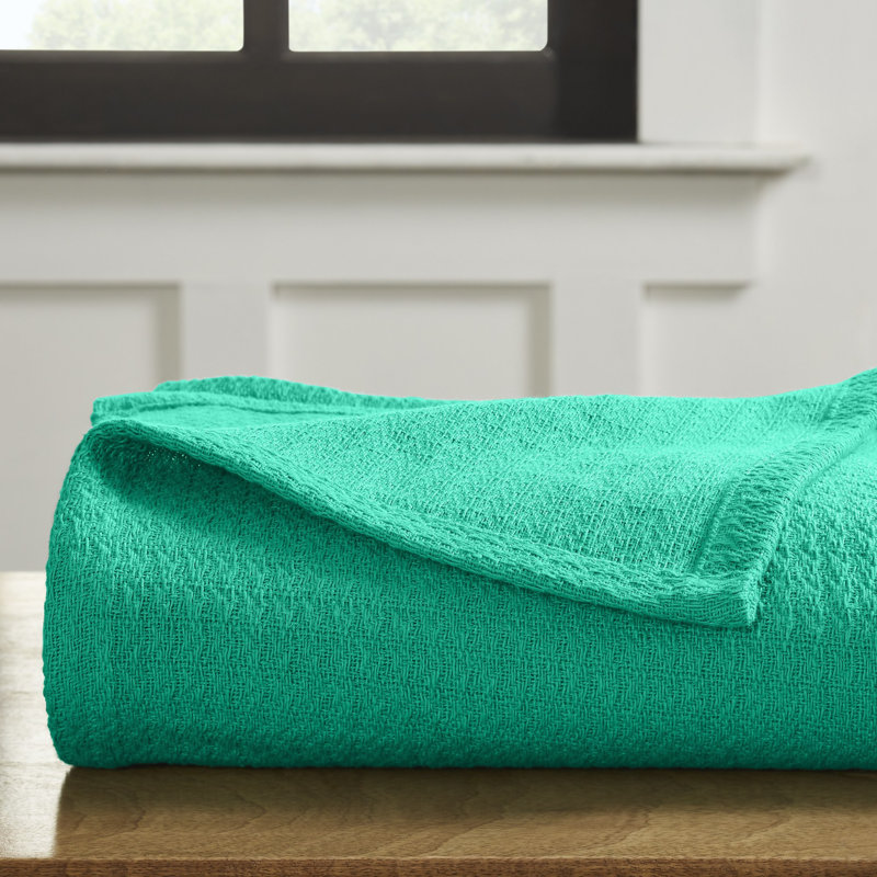 Couverture 100% coton à texture douce toutes saisons Superior, Double/grand, Vert bonbon