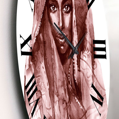 Monochrome Portrait of Young Indian Woman I - Modern wall clock