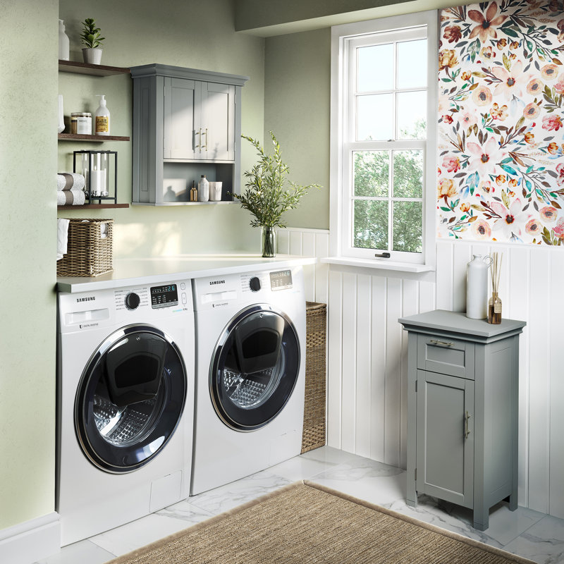RiverRidge Somerset Two-Door Bathroom and Laundry Wall Mount Storage Medicine Cabinet with Open and Adjustable Shelf, Gray