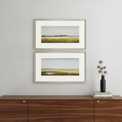 Set Of Two Marshlands II Framed Silver Framed Print Wall Art