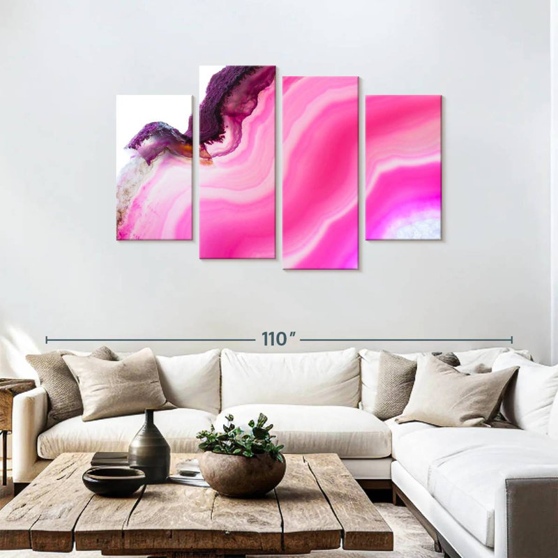 Avery magenta abstrait, H 48 po x l 75 po