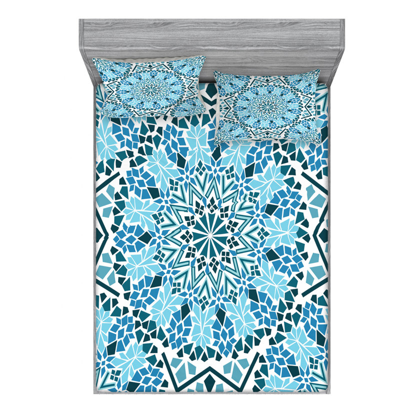 Microfiber Geometric Sheet Set, Full Sheet Set with Fitted Sheet