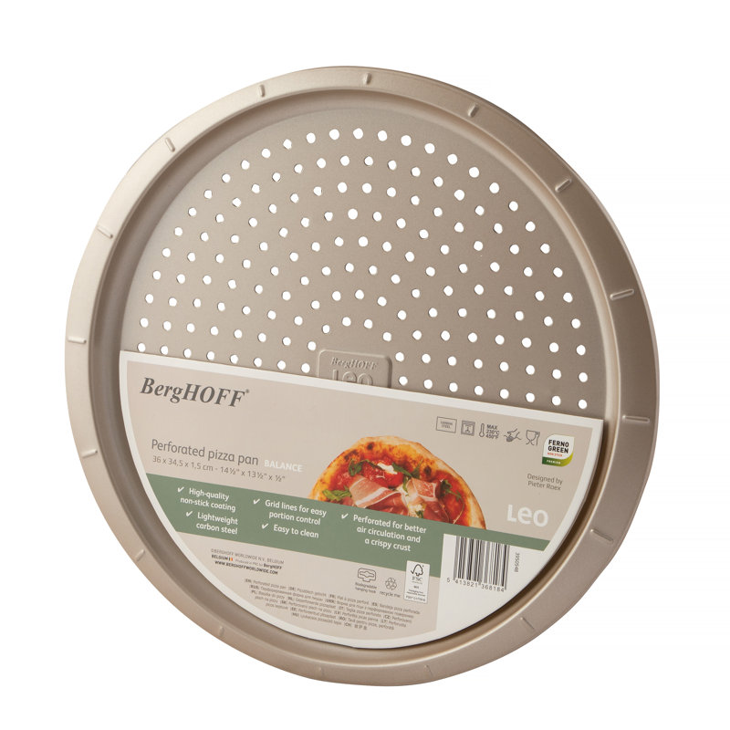 BergHOFF 12.5" Brass Non-stick Carbon Steel Perforated Pizza Pan