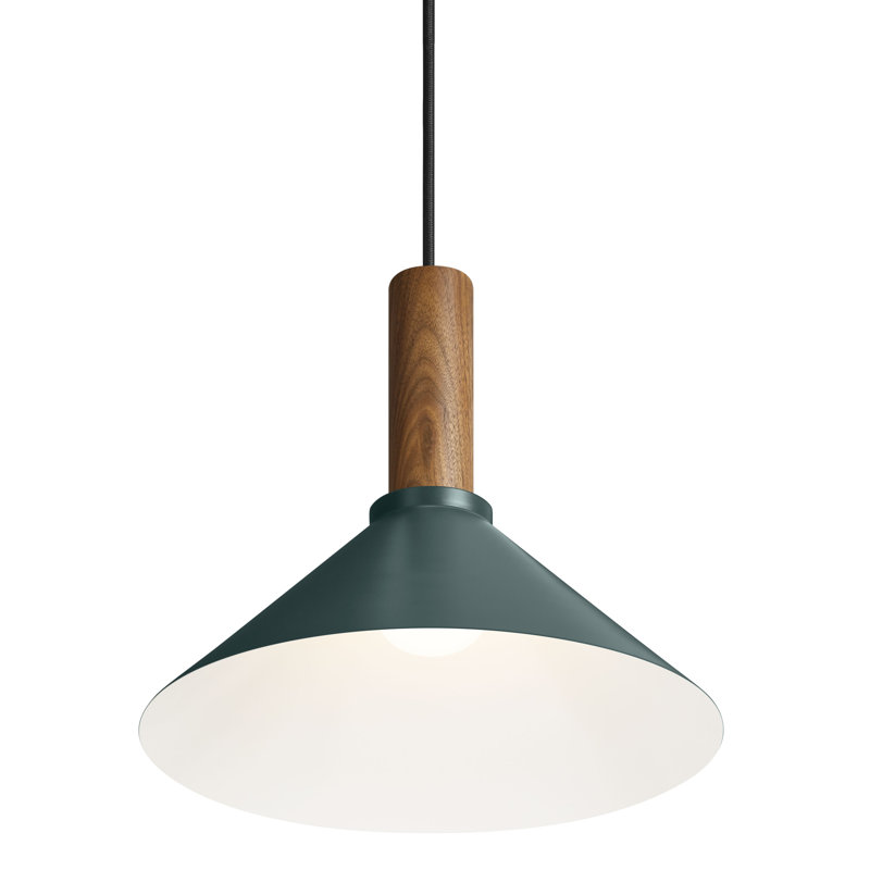 Emblem 1 - Light Pendant, Navy Green, 12" H x 14" W x 14" D, Walnut