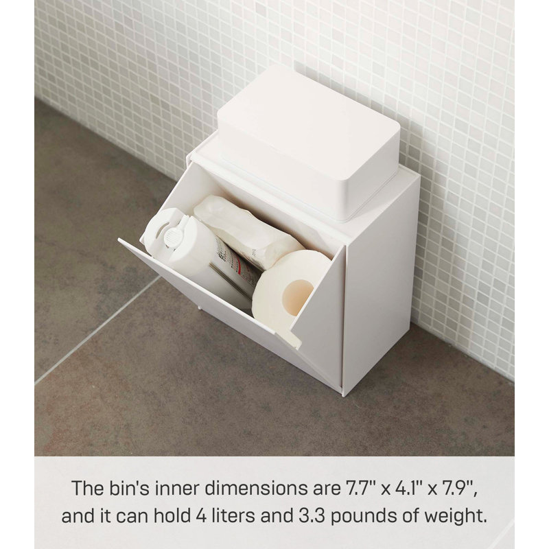 White Wall-Mounted Plastic Storage and Trash Bin