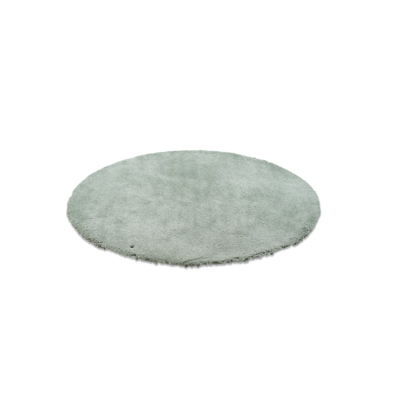 Cozy Handmade High Pile Mint Green Rug, Rund 100 cm