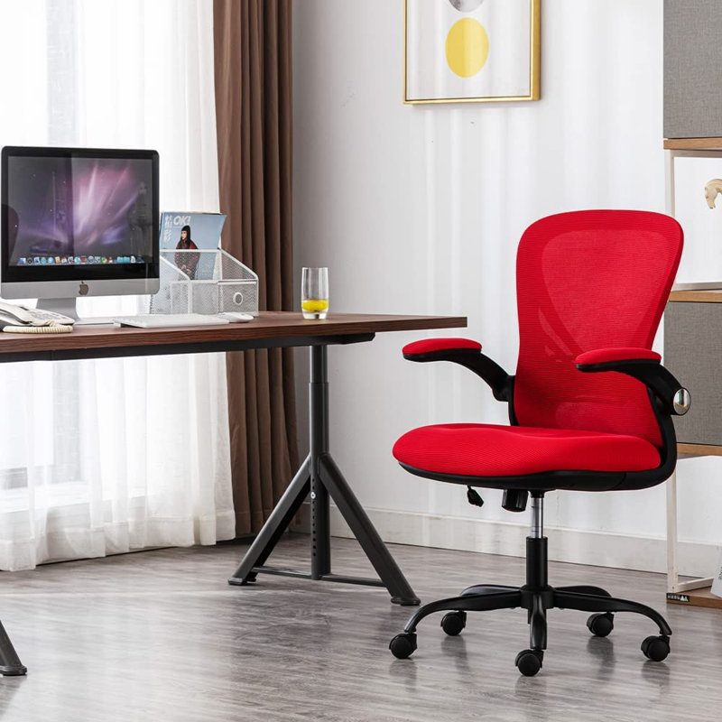Desk Chair, Red, Black