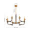 Lustre simple en métal noir et doré à 8 lumières de style bougie