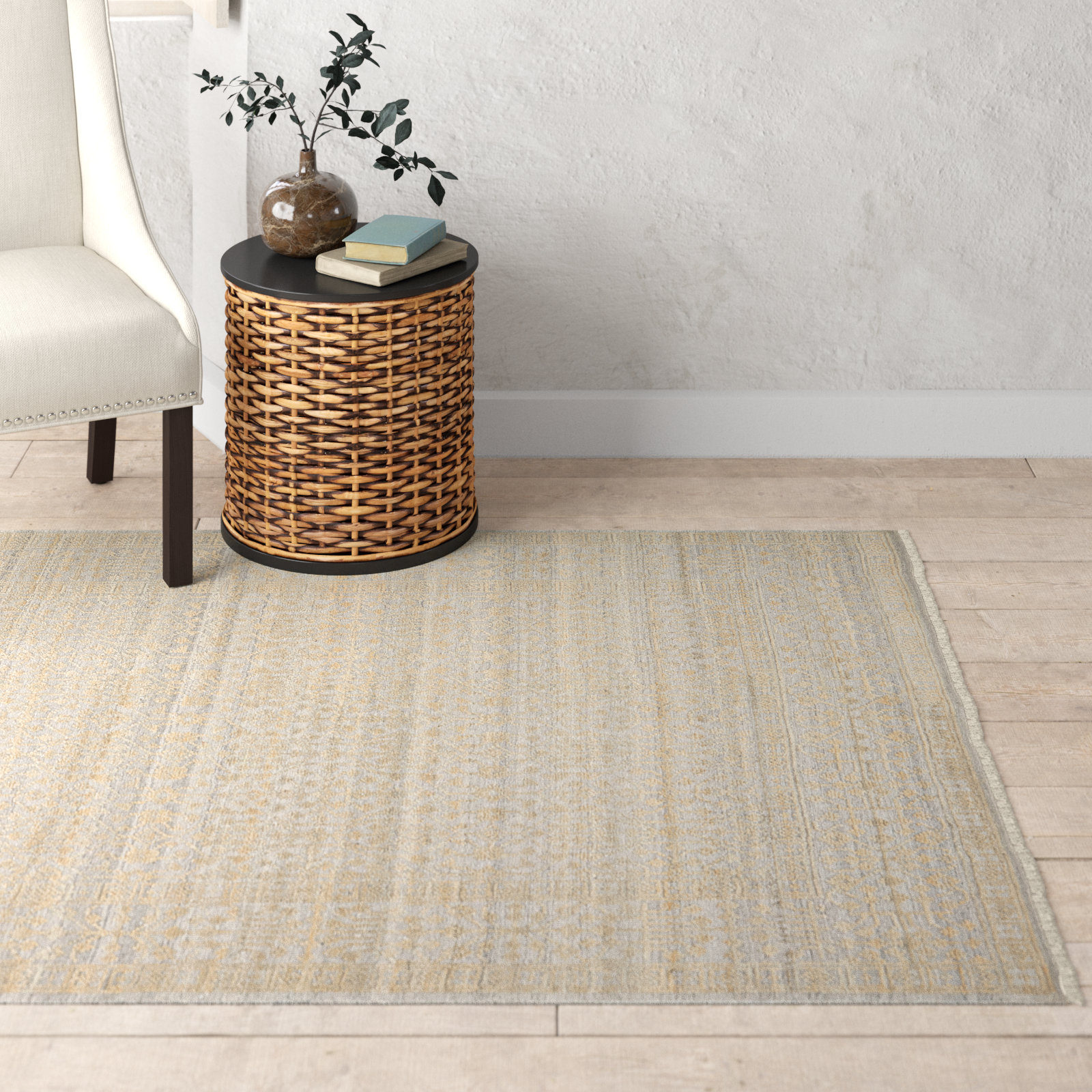 Mandi Handmade Beige/Brown Rug, Rectangle 5' x 8'
