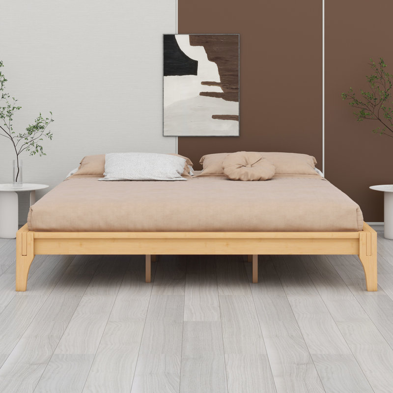 Wood Platform Bed Frame With Wood Slat Support, Natural