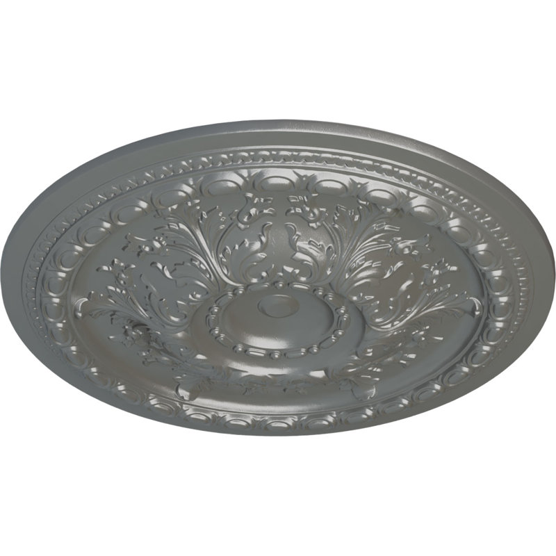 Médaillon de plafond Endurathane Oslo, DE 38 3/8 po x P 2 7/8 po (convient aux auvents jusqu'à 7 5/8 po), fini argent peint à la main