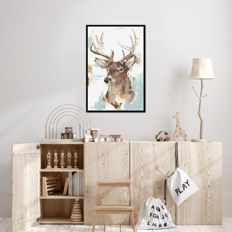 Bacote Modern Deer Mount II by Ethan Harper - Painting, Black Framed Paper Print, 95cm H x 65cm W