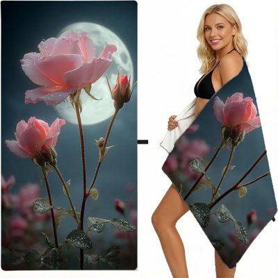 Fleur en microfibre surdimensionnée, serviette de plage légère, très grande lune, serviettes de sable minces, voyage, piscine, yoga, camping, adultes, hommes, plage, accessoires de plage, accessoires de vacances, cadeau, 30 x 60 po