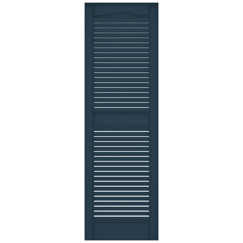Midnight Green Vinyl Open Louvered Shutters, 12"W x 37"H