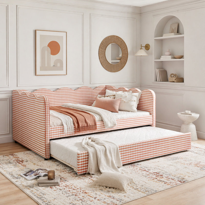 Lit de jour double, Lit gigogne simple, Rose 1