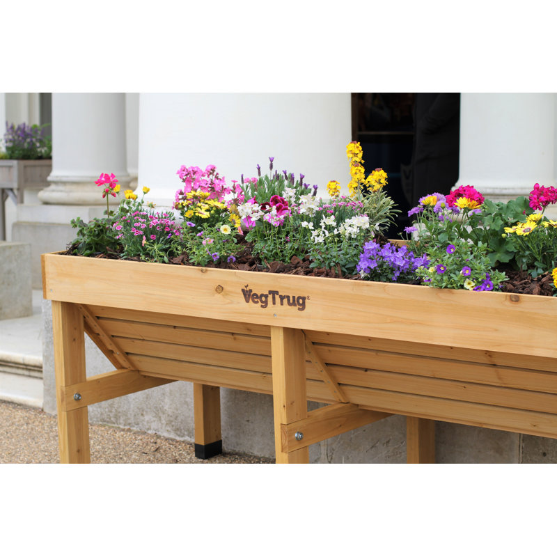 Natural Medium Rectangular Wooden Raised Garden Bed Planter